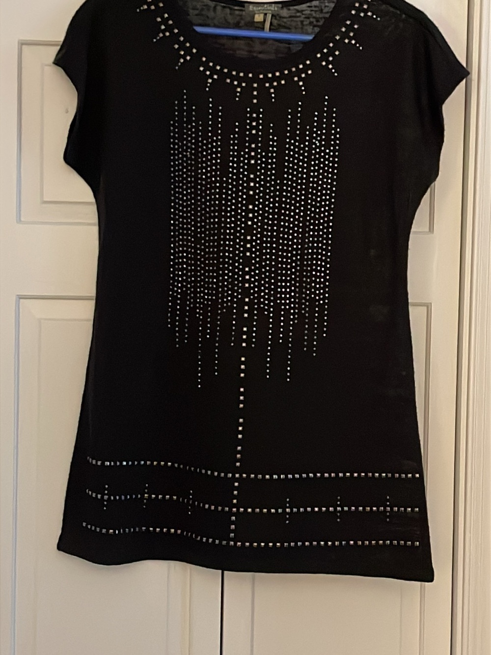 Essentials by Milano Black Short-Sleeve Studded Tee